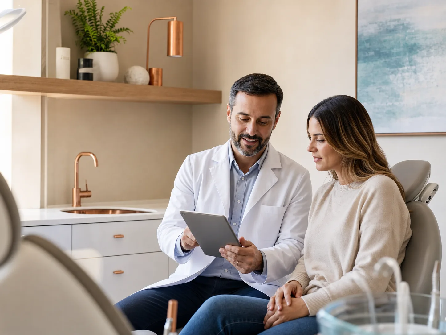 Dentist explaining a treatment plan to a patient
